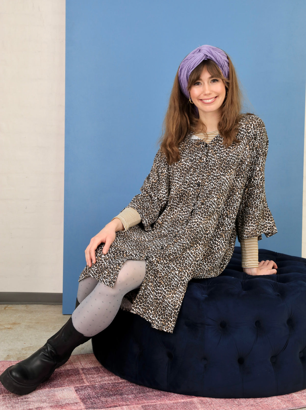 BCAPRIL dot tights - Grey Blue - Black Colour