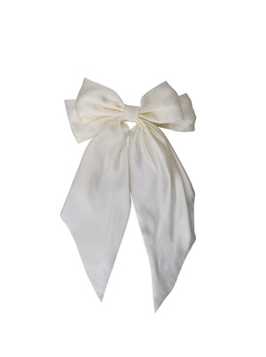 BCRENEE satin bow barette - Off White - Black Colour