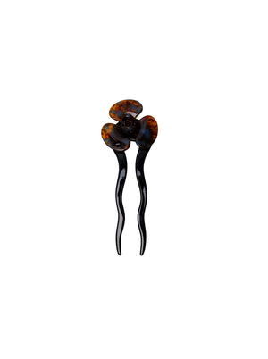 BCJACKIE flower hair pin - Dk. Tortoise w. Blue