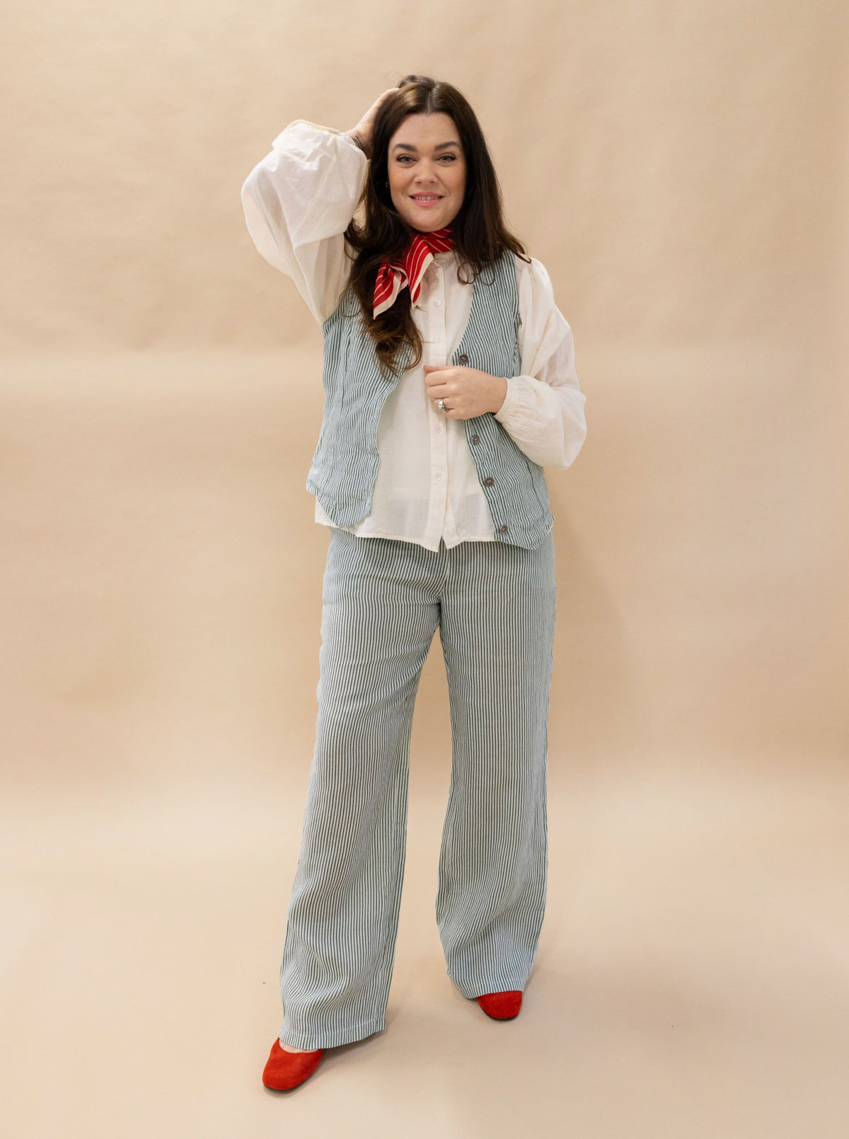 BCMELINA wide linen pant - Safari Green - Black Colour